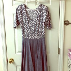 Lularoe M Nicole dress (bluish grey with dots)